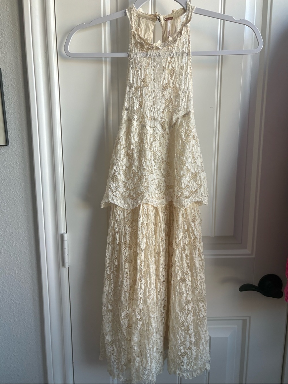 Free People Cream Lace Midi Dress